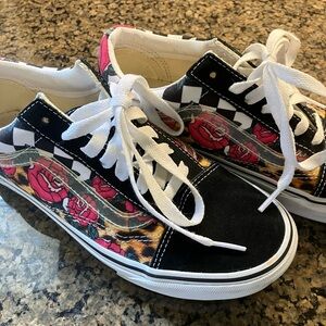 Vans Rose Print Checkered Sneakers